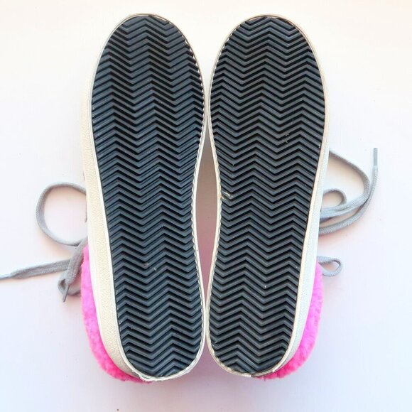 Steve Madden Polaris White Leather & Pink Sherpa Lace-up Star Sneakers Shoes 8 - Picture 10 of 16